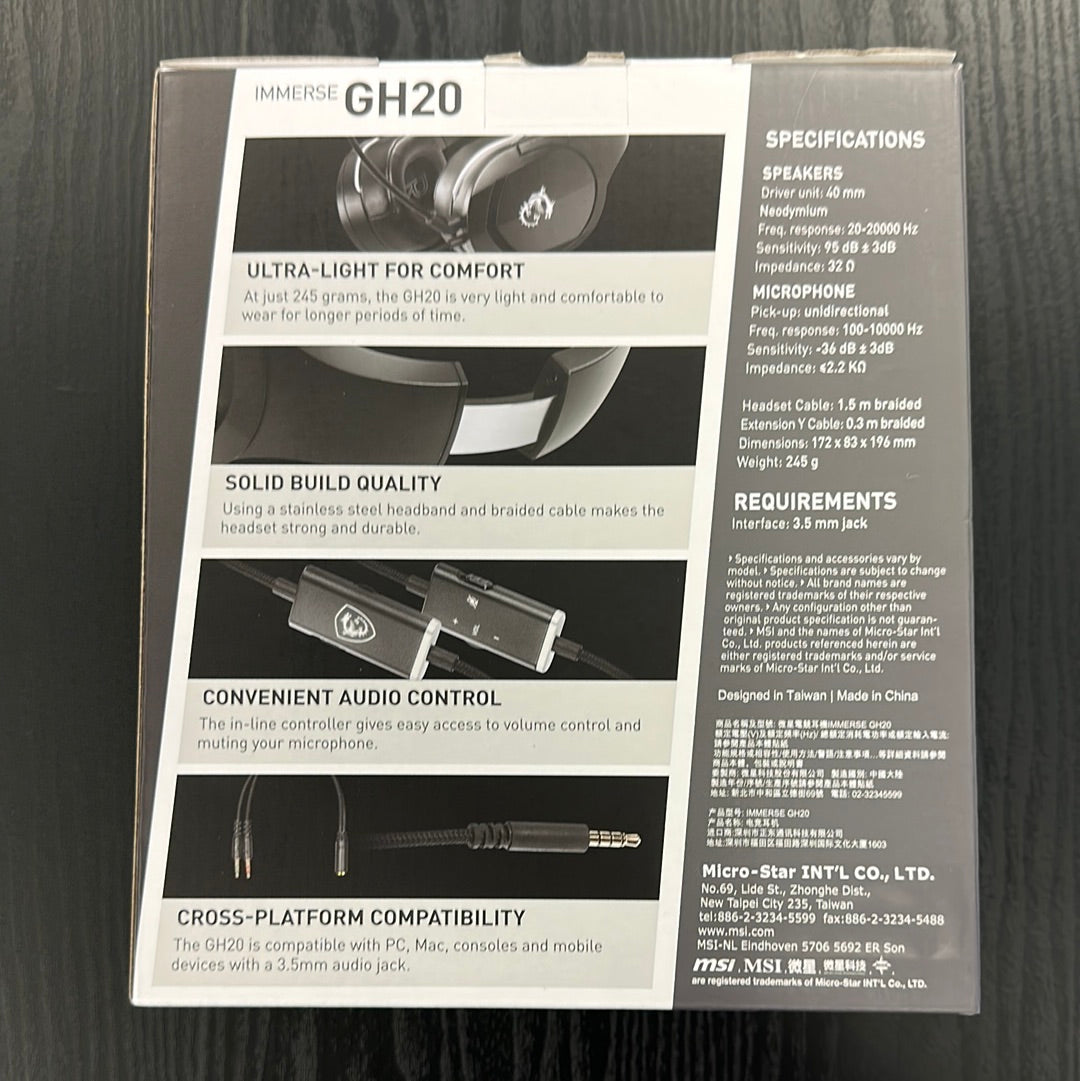 Auriculares con cable para juegos MSI Immerse GH20