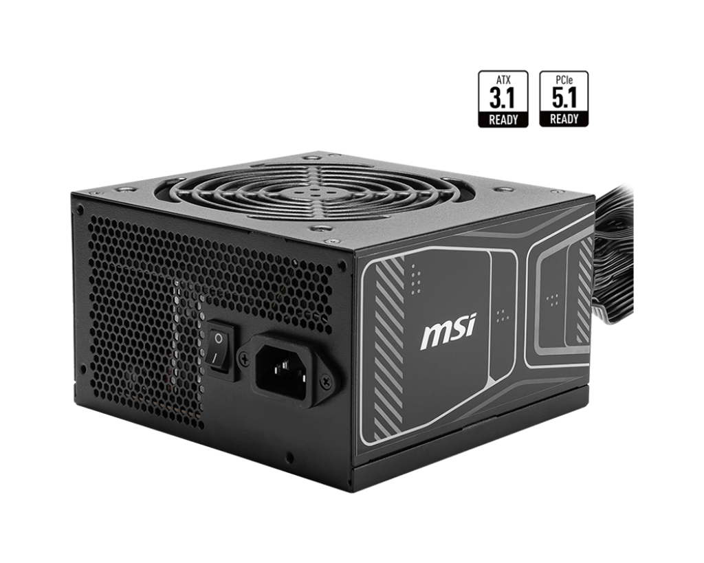MSI computer power supply unit on a white background