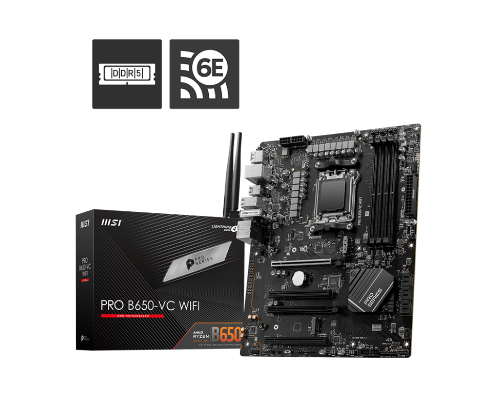 MSI PRO B650-VC WIFI 6E, AM5, DDR5 - AMD Motherboard