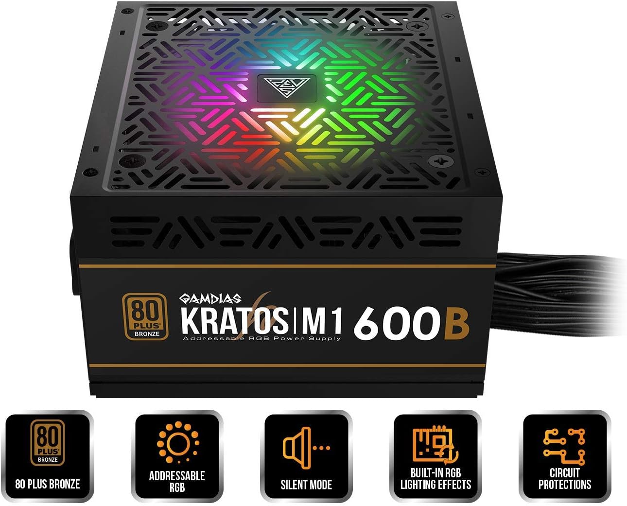 GAMDIAS Kratos M1, 600W, RGB, ATX Power Supply