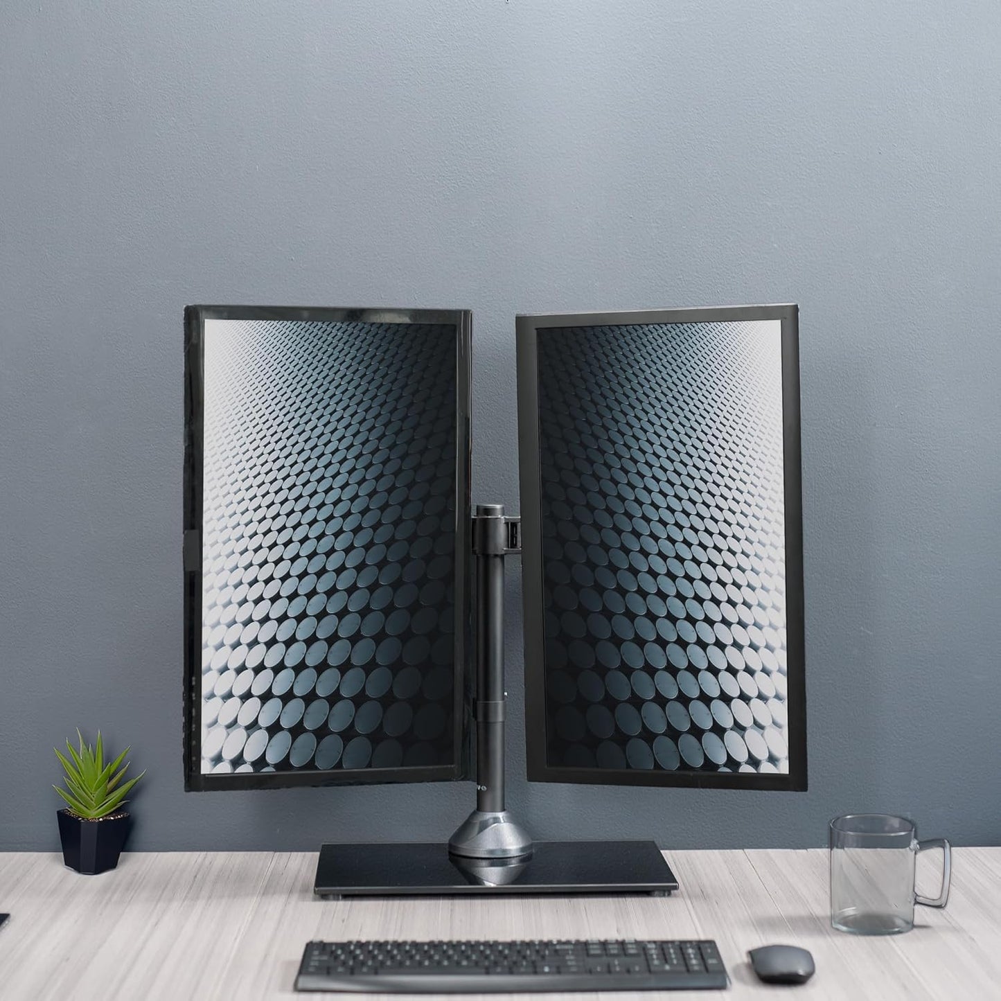 Soporte independiente para dos monitores VIVO con elegante base de vidrio