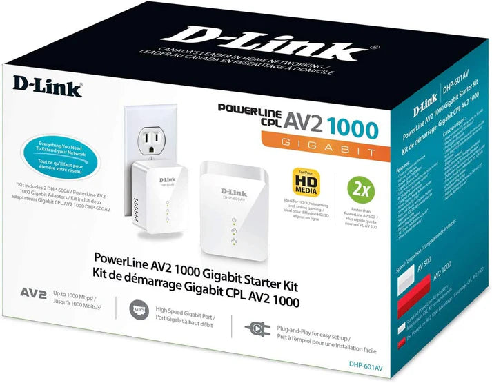 D-Link PowerLine AV2 1000 Gigabit Starter Kit Adapter