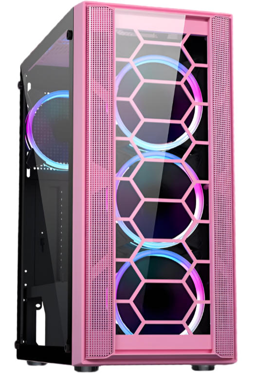 DIYPC Rainbow-Flash-F4-P ATX Mid-Tower Case (Pink)