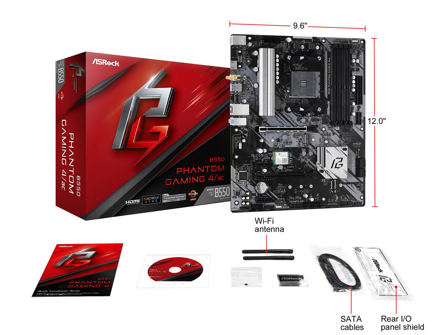 ASRock B550 Phantom Gaming 4 AC AM4 ATX Motherboard with WiFi