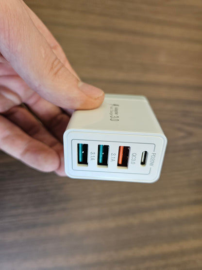 Chargeur rapide mural USB Type-C et Type-A 
