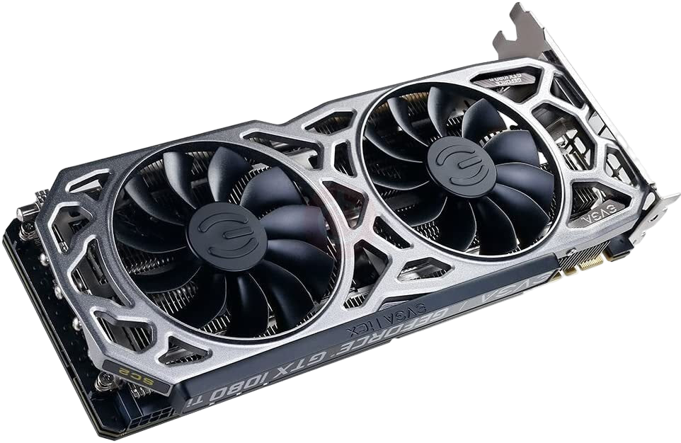 Graphics card with three fans on a white background