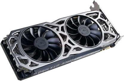 Graphics card with three fans on a white background