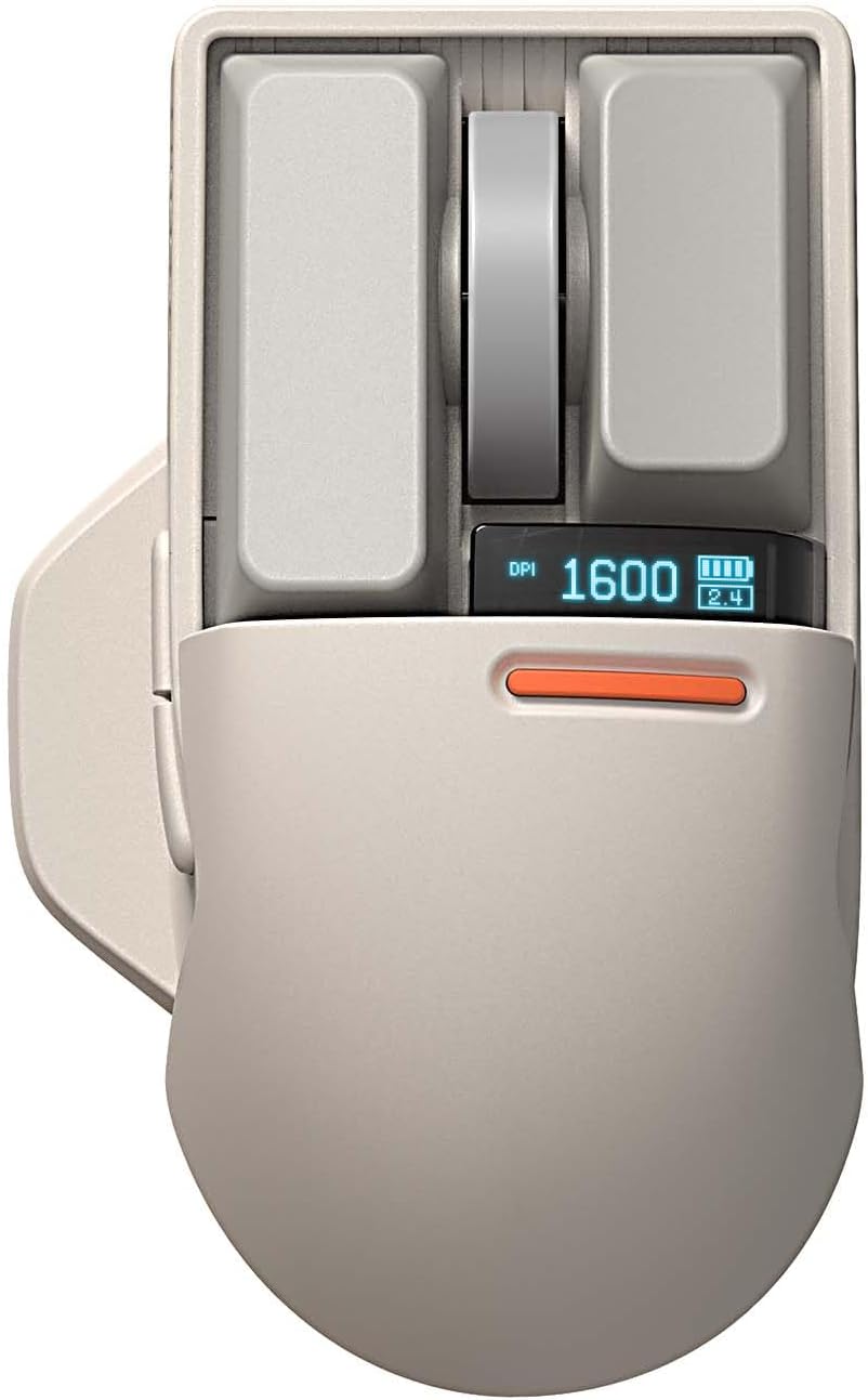 Wireless Mouse with USB Receiver, Bluetooth, Wired Connection, Rechargeable, OLED Screen