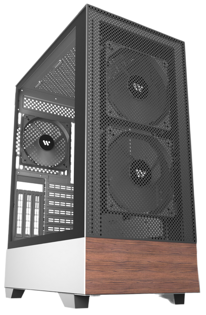 Caja para PC Kediers Mid Tower de madera de nogal con estampado 