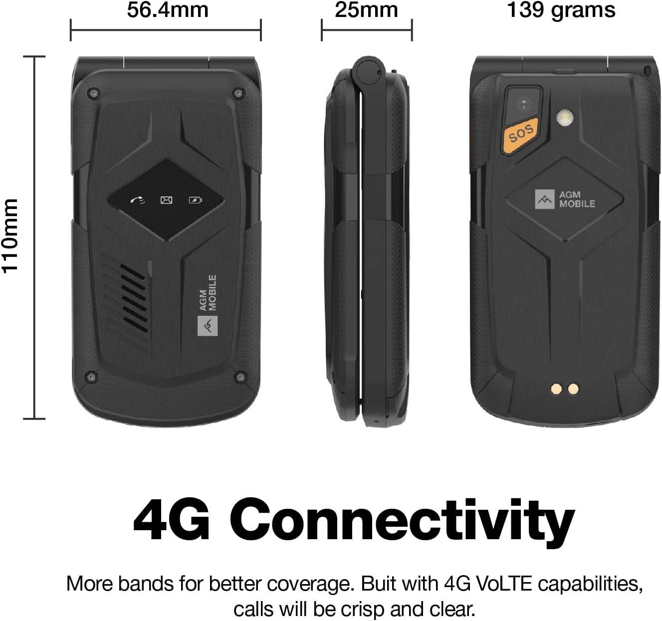 Téléphone à clapet basique et robuste AGM M10 Flip - Neuf 