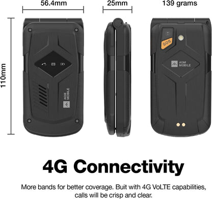 Téléphone à clapet basique et robuste AGM M10 Flip - Neuf 