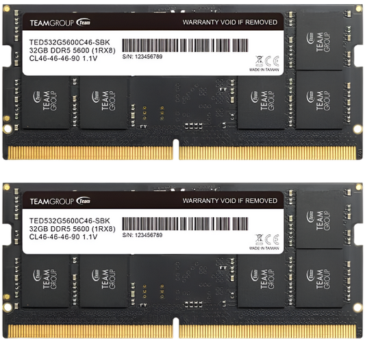 Kit de mémoire vive TEAMGROUP Elite DDR5 64 Go (2 x 32 Go) pour ordinateur portable/PC