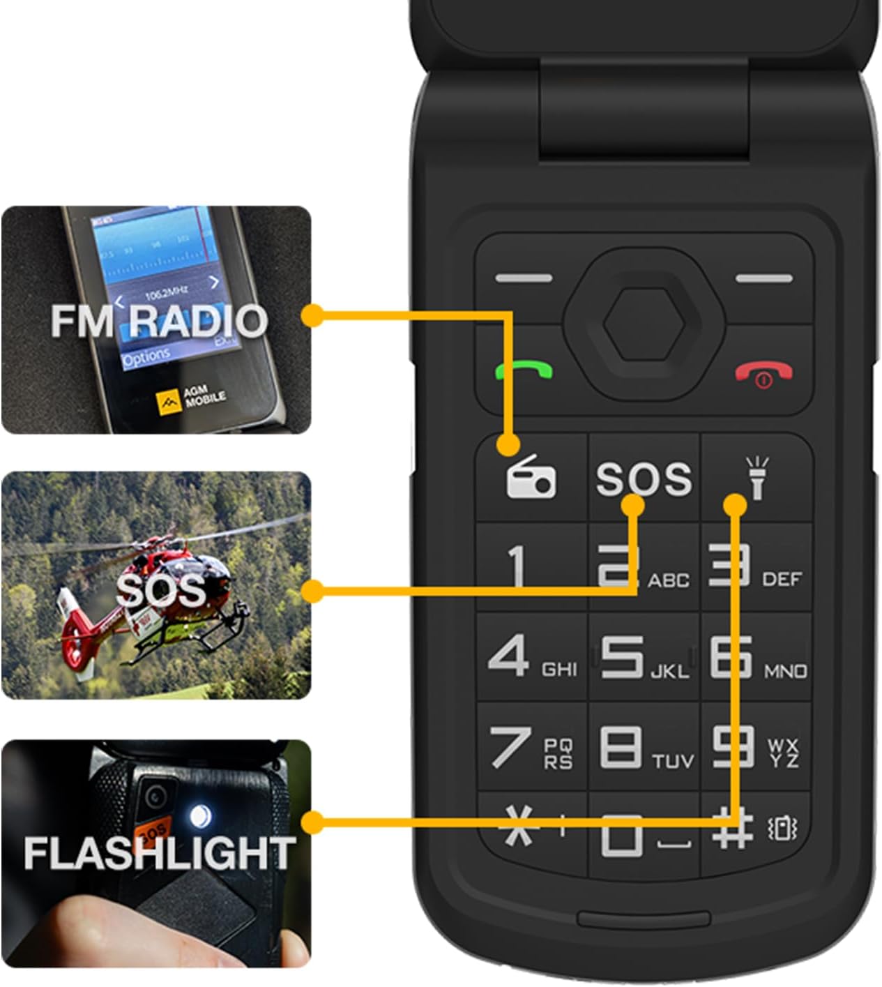 Téléphone à clapet basique et robuste AGM M10 Flip - Neuf 