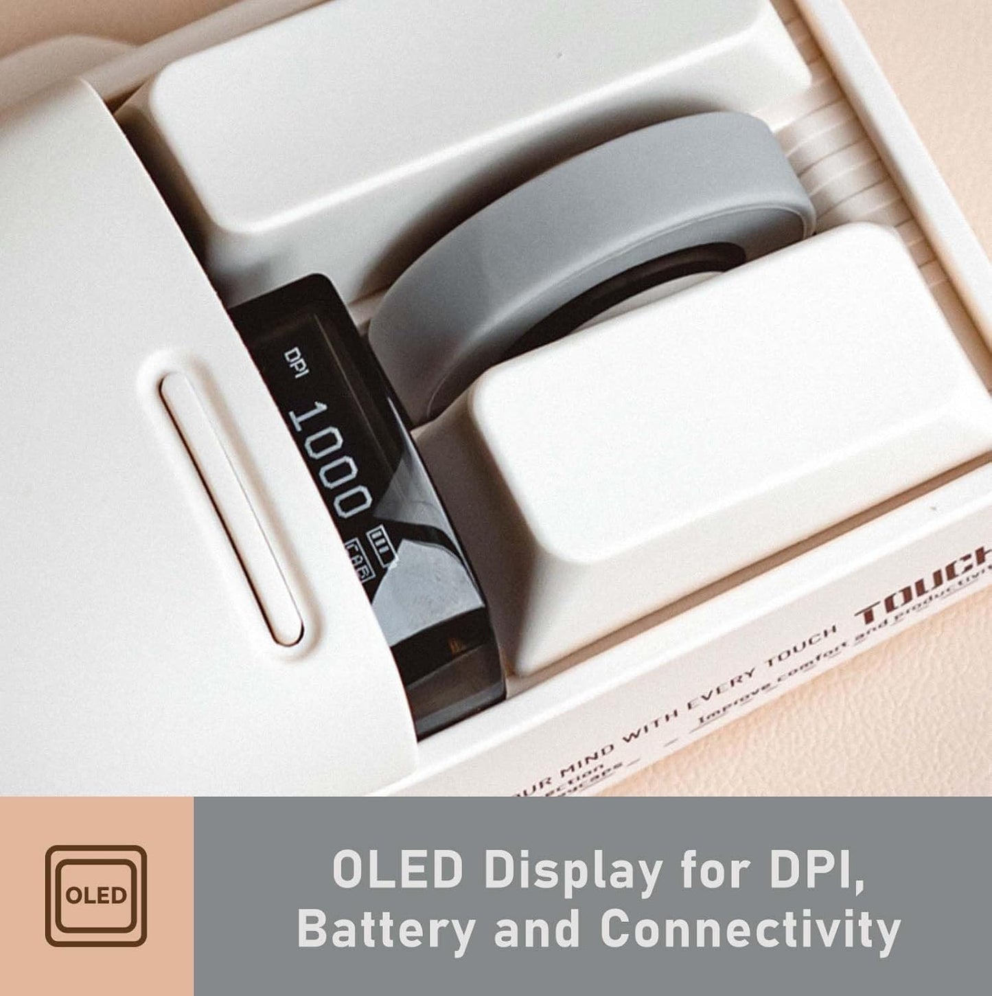 Wireless Mouse with USB Receiver, Bluetooth, Wired Connection, Rechargeable, OLED Screen
