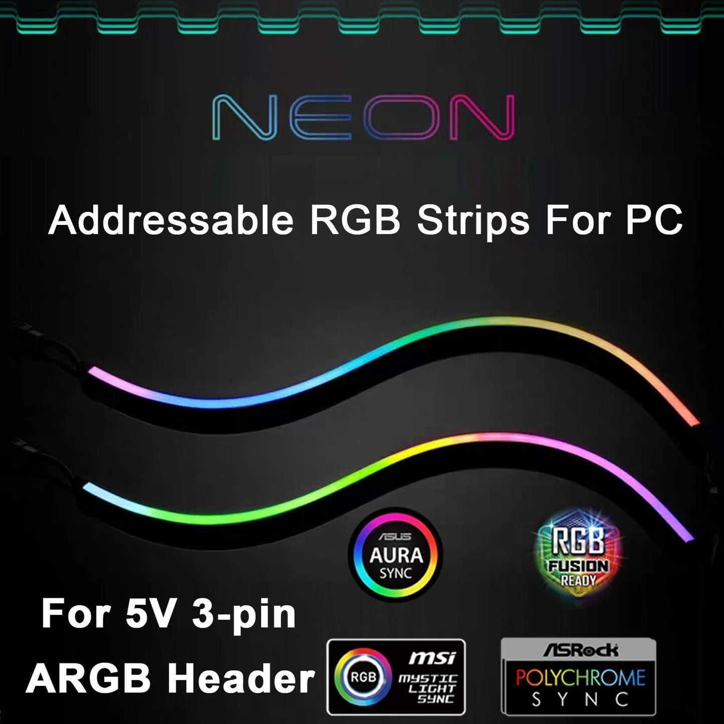 Kit de tiras LED RGB airgoo para carcasa de PC - Paquete de 2