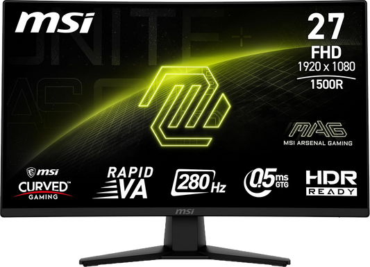 MSI gaming monitor with specifications on a black background