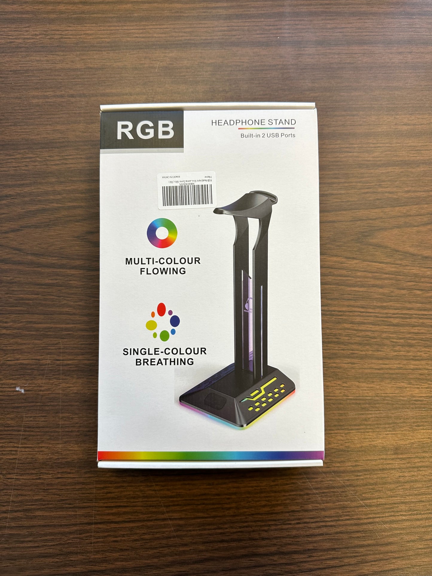 Support pour casque RVB multicolore avec 2 ports USB intégrés