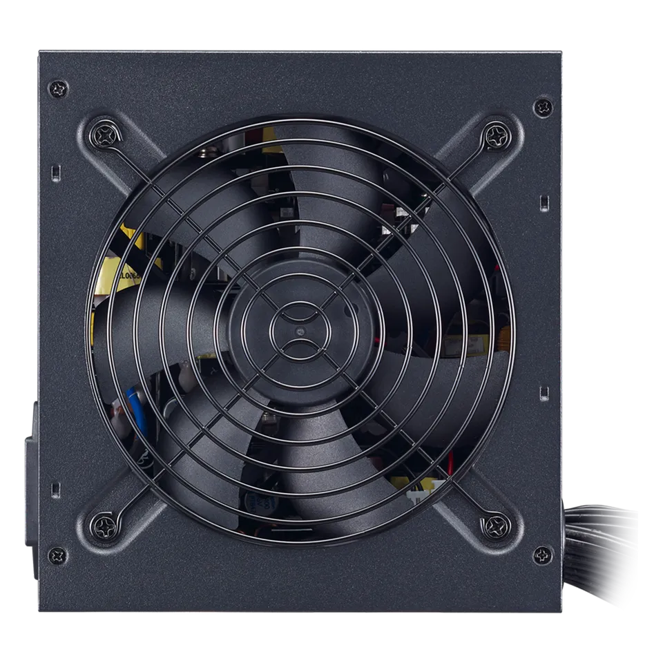 Black computer fan on a white background