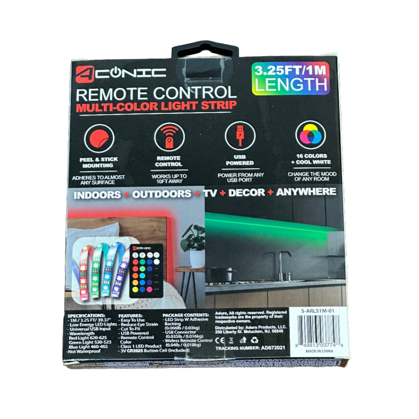 RGB Light Strip, 3.25FT/1M, Remote Controllable