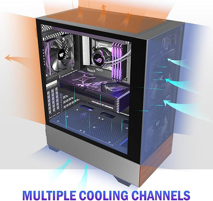 Caja para PC Kediers Mid Tower de madera de nogal con estampado 