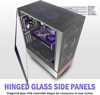 Caja para PC Kediers Mid Tower de madera de nogal con estampado 