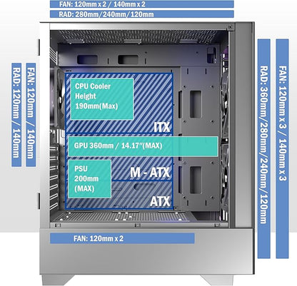 Caja para PC Kediers Mid Tower de madera de nogal con estampado 