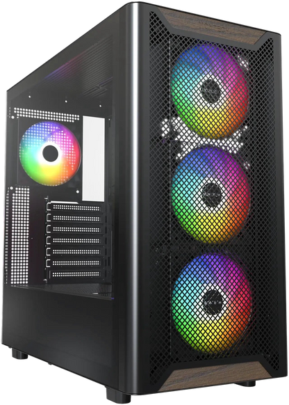 MONTECH XR Wood, frontal de nogal negro auténtico, chasis ATX de torre media para juegos de PC