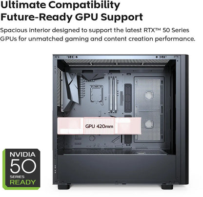 MONTECH XR Wood, frontal de nogal negro auténtico, chasis ATX de torre media para juegos de PC