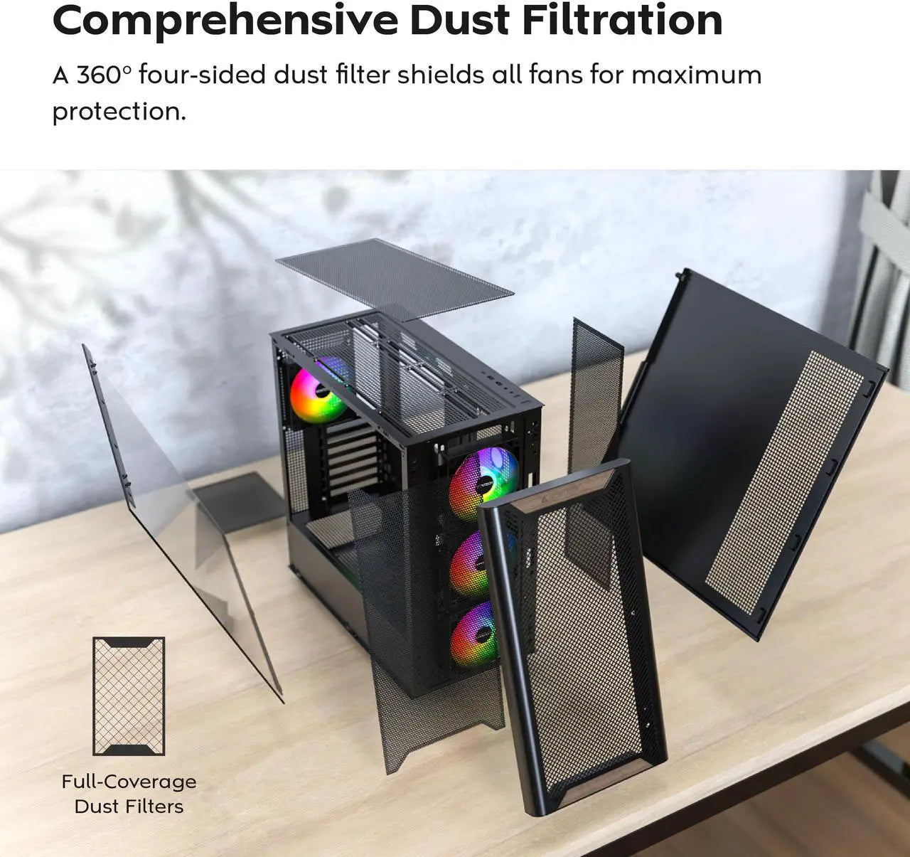 MONTECH XR Wood, frontal de nogal negro auténtico, chasis ATX de torre media para juegos de PC