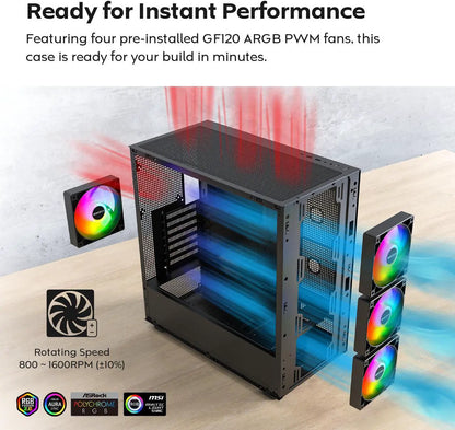 MONTECH XR Wood, frontal de nogal negro auténtico, chasis ATX de torre media para juegos de PC