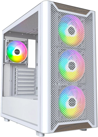 MONTECH XR Wood, frontal de nogal negro auténtico, chasis ATX de torre media para juegos de PC