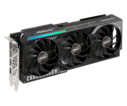 ASRock graphics card with three fans on a white background