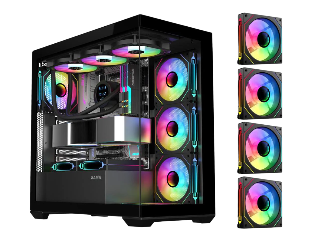 SAMA SV0, ATX Mid Tower Gaming PC Case with 4 Fans