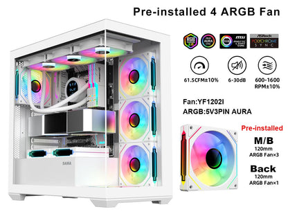 SAMA SV0, ATX Mid Tower Gaming PC Case with 4 Fans