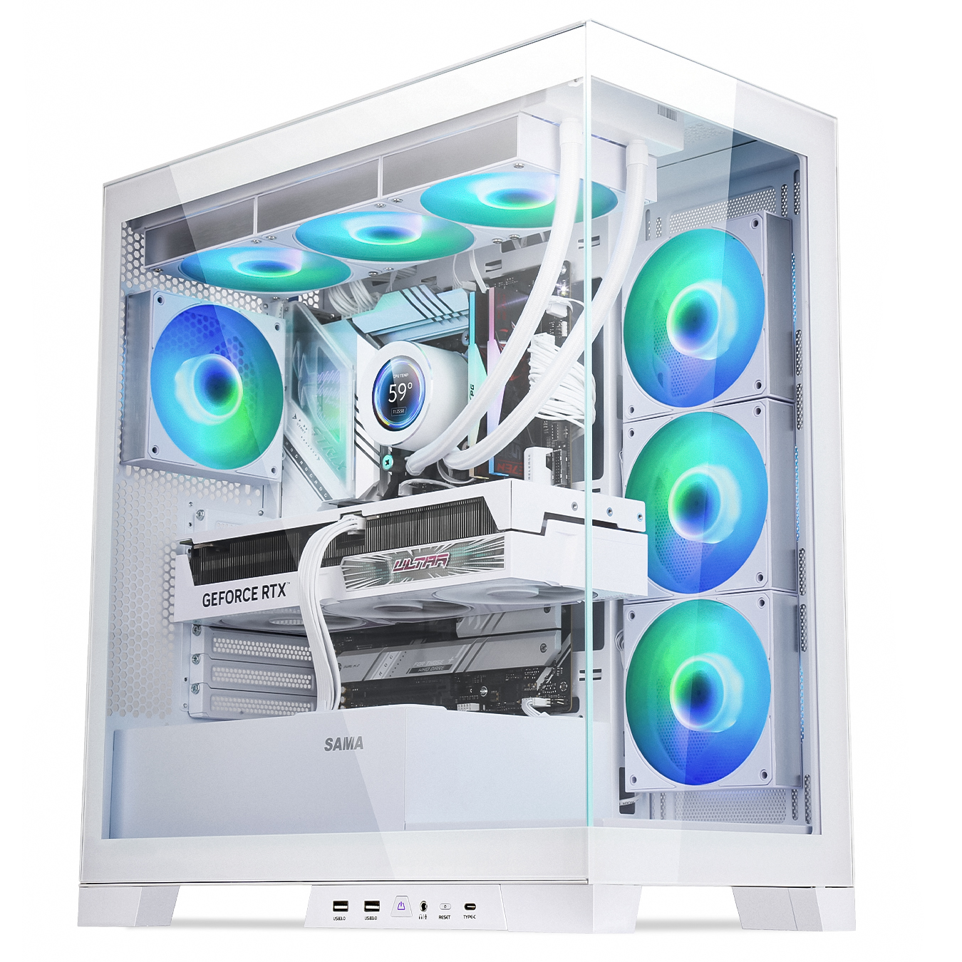 SAMA SV0, ATX Mid Tower Gaming PC Case with 4 Fans