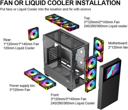 SAMA V-play ATX Mid Tower Case with Built In LCD Screen