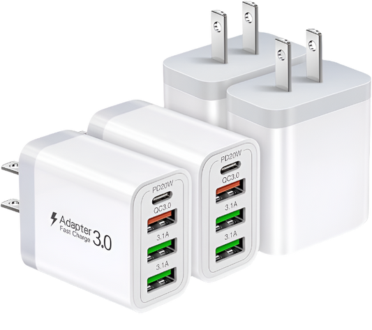 Chargeur rapide mural USB Type-C et Type-A 