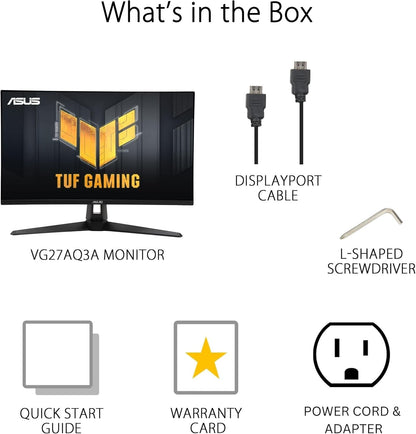 ASUS TUF VG3A Gaming 27" 1440p QHD Curved 0.5ms 180Hz Monitor