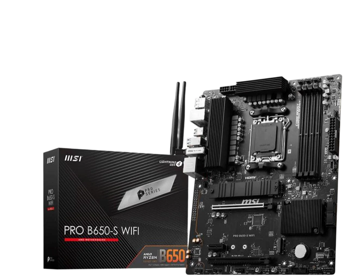 MSI PRO B650-S WIFI AM5 AMD B650 Ryzen 7000 DDR5 PCI-E x16 slot Wi-Fi 6E Bluetooth SATA 6Gb/s ATX Motherboard