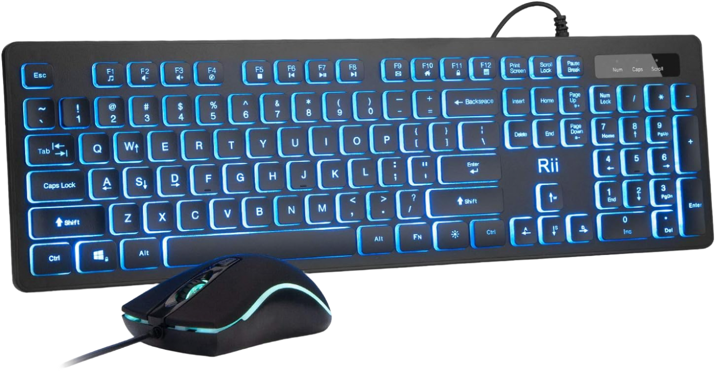 Combo de teclado y mouse con retroiluminación LED Rii 