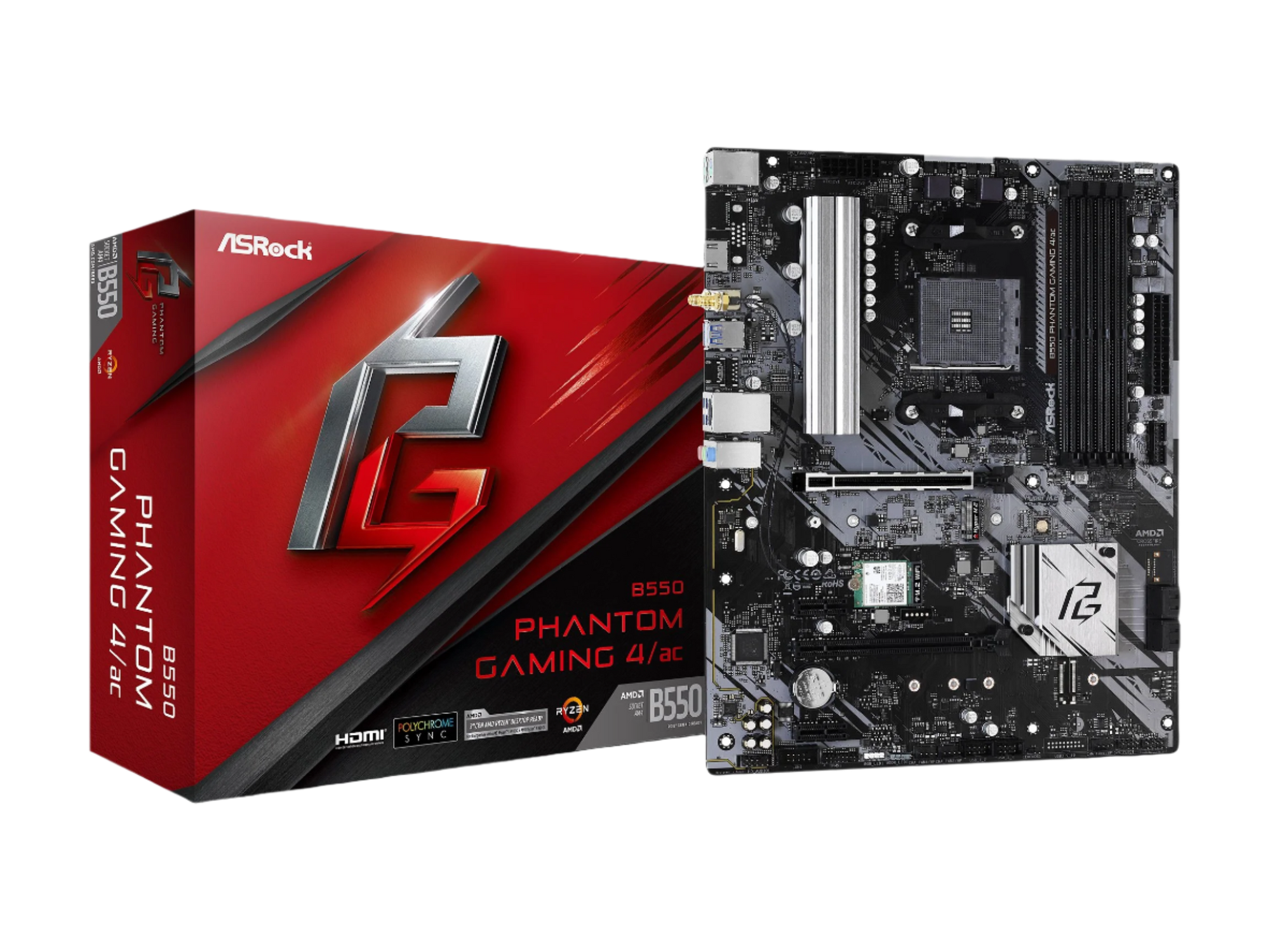 ASRock B550 Phantom Gaming 4 AC AM4 ATX Motherboard with WiFi